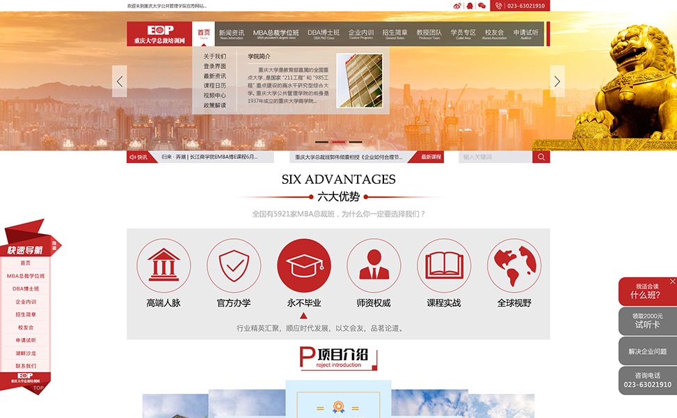 重庆大学总裁培训网网站建设